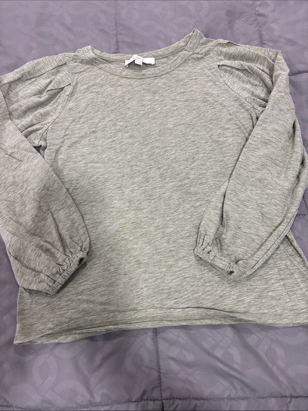 LOFT Light green Puff-Sleeve Knit Top